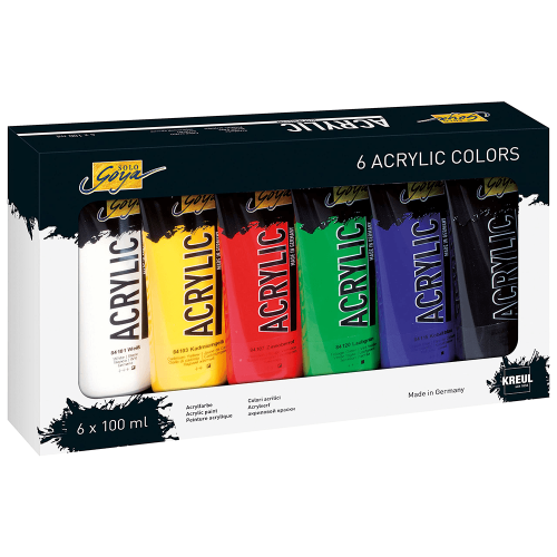 SOLO GOYA ACRYLIC PAINTS 6 COLORS X 100 ML - 84160