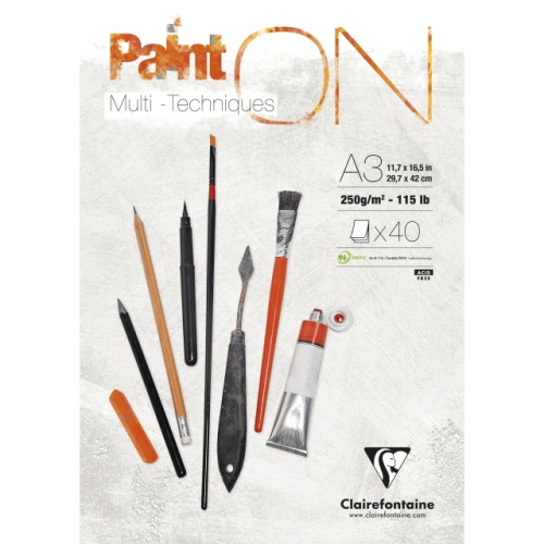CLAIREFONTAINE СКИЦНИК PAINT ON MIX MEDIA A3 250 ГР 40 Л