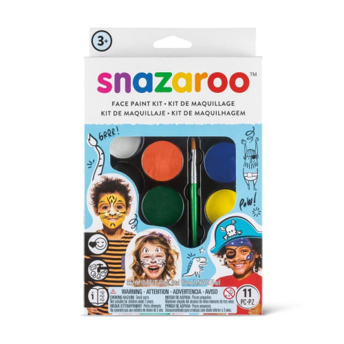 SNAZAROO FACE PAINT SET 8X2 ML. + BRUSH - BOYS