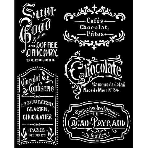 STAMPERIA COFFEE AND CHOCOLATE STENCIL 20 X 25 CM - KSTD150