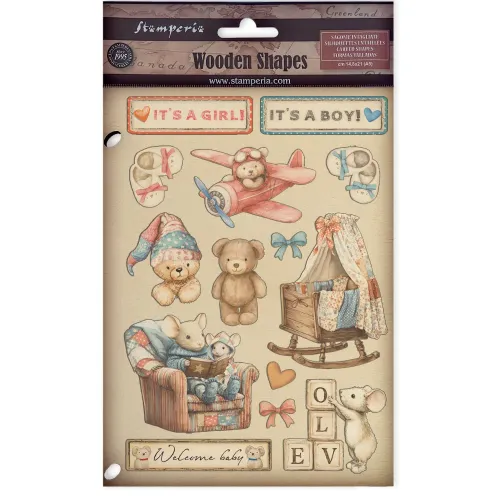 STAMPERIA BABY ДЪРВЕНИ ФИГУРКИ ЗА ДЕКОРАЦИЯ KLSP193