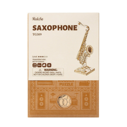 ROBOTIME 3D ДЪРВЕН ПЪЗЕЛ SAXOPHONE 136 ЧАСТИ TG309