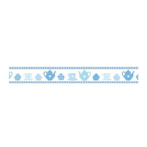 STAMPERIA DECO TAPE 2 X 10 M - BLUE TEA POTS AND CUPS SBA223