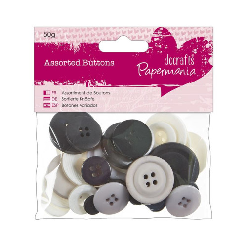 DOCRAFTS ASSORTED MONOCHROME BUTTONS 50G - PMA 354322