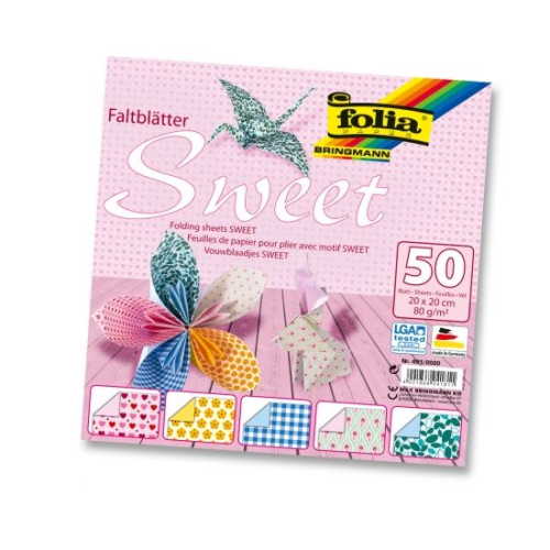 FOLIA ХАРТИЯ ЗА ОРИГАМИ SWEET 20/20 СМ 80 ГР 50 ЛИСТА
