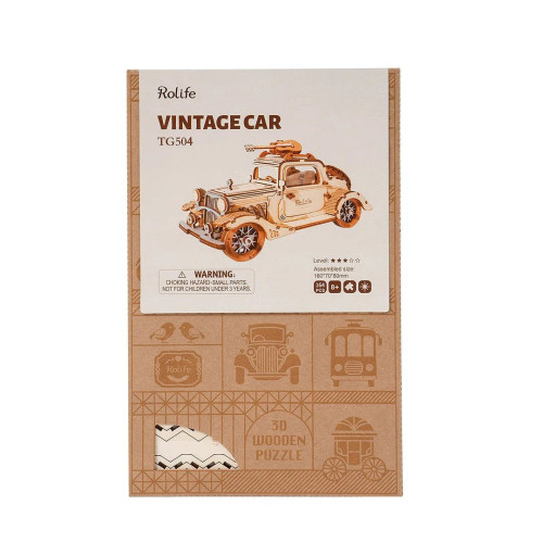 ROBOTIME 3D ДЪРВЕН ПЪЗЕЛ VINTAGE CAR 164 ЧАСТИ TG504