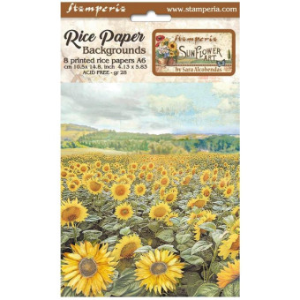 STAMPERIA SUNFLOWER ART DECOUPAGE PAPER 8 PCS A6 DFSAK6004
