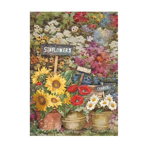 STAMPERIA SUNFLOWER ART DECOUPAGE PAPER 8 PCS A6 DFSAK6004