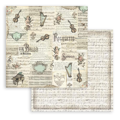 STAMPERIA MUSIC BLOCK PAPER 20.3/20.3 CM - SBBS118