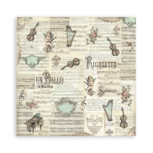 STAMPERIA MUSIC BLOCK PAPER 20.3/20.3 CM - SBBS118