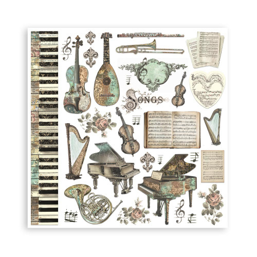 STAMPERIA MUSIC BLOCK PAPER 20.3/20.3 CM - SBBS118