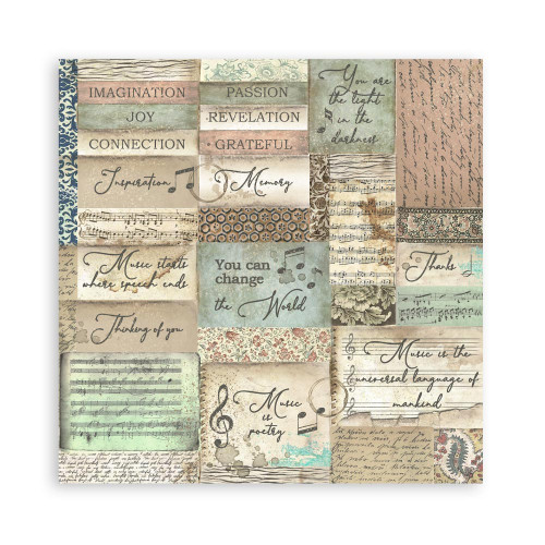STAMPERIA MUSIC BLOCK PAPER 20.3/20.3 CM - SBBS118