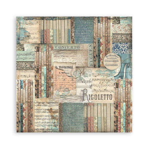 STAMPERIA MUSIC BLOCK PAPER 20.3/20.3 CM - SBBS118