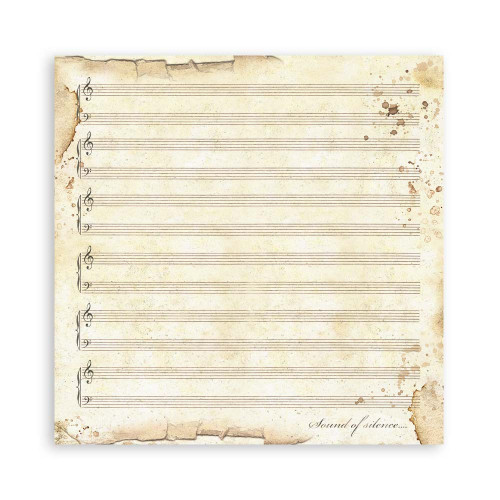 STAMPERIA MUSIC BLOCK PAPER 20.3/20.3 CM - SBBS118