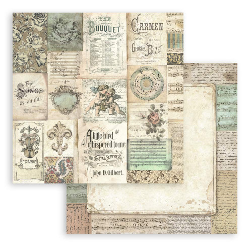 STAMPERIA MUSIC BLOCK PAPER 20.3/20.3 CM - SBBS118