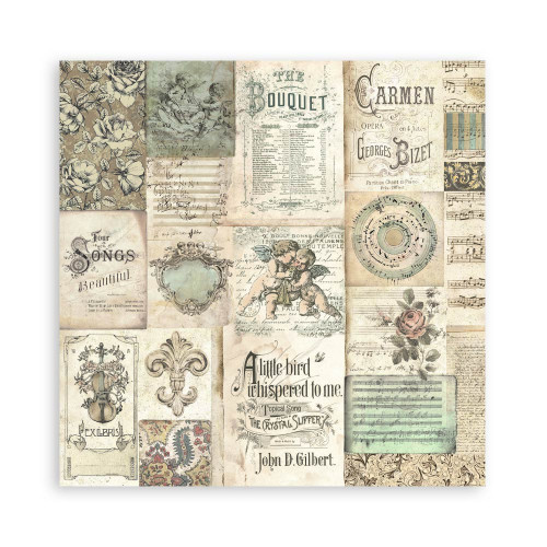 STAMPERIA MUSIC BLOCK PAPER 20.3/20.3 CM - SBBS118