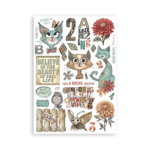 STAMPERIA FURRY FRIENDS WASHI PAD 8 SHEETS A5 - SBW25