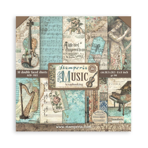 STAMPERIA MUSIC BLOCK PAPER 20.3/20.3 CM - SBBS118