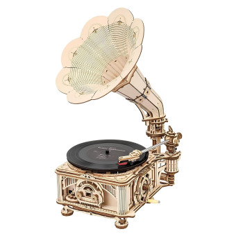ROBOTIME 3D ДЪРВЕН ПЪЗЕЛ CLASSIC GRAMOPHONE 424 ЧАСТИ LKB01D