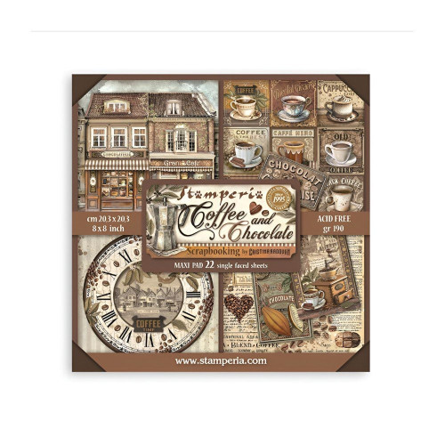 STAMPERIA COFFEE AND CHOCOLATE BLOCK 20.3/20.3 CM -SBBSXB01
