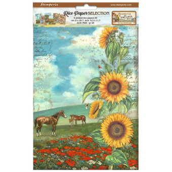 STAMPERIA SUNFLOWER ART ДЕКУПАЖНА ХАРТИЯ 6БР. А4 DFSA4XSF