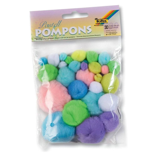 FOLIA ПОМПОНИ ЗА ДЕКОРАЦИЯ 30 БР PASTELL
