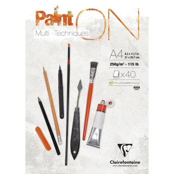 CLAIREFONTAINE СКИЦНИК PAINT ON MIX MEDIA A4 250 ГР 40 Л