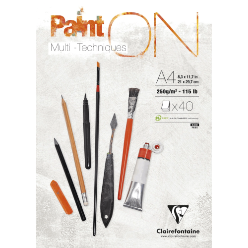 CLAIREFONTAINE СКИЦНИК PAINT ON MIX MEDIA A4 250 ГР 40 Л
