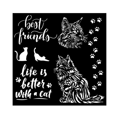 STAMPERIA ORCHIDS AND CATS TEMPLATE 18X18 CM KSTDQ-100