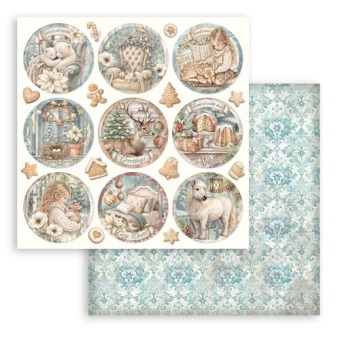 STAMPERIA WHITE CHRISTMAS DESIGNER CARDSTOCK ROUNDS 30.5/30.5 CM - SBB1160