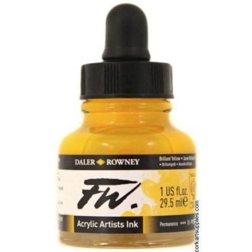 DALER ROWNEY АКРИЛЕН ТУШ FW 29,5 МЛ - BRILL YELLOW 160029607