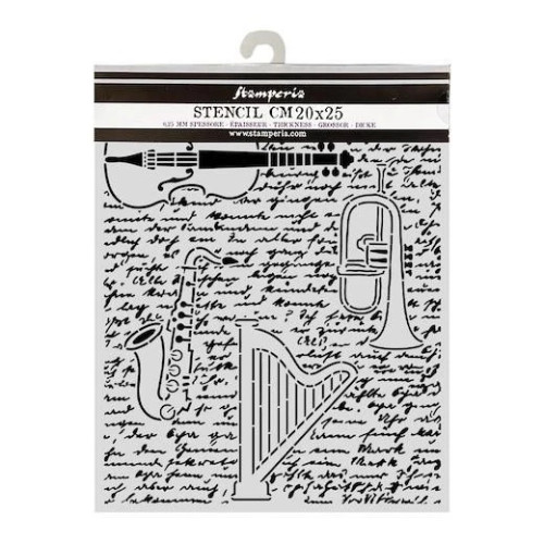 STAMPERIA SYMPHONY ШАБЛОН VIOLIN, TRUMPET, HARP 20 Х 25 СМ - KSTD212