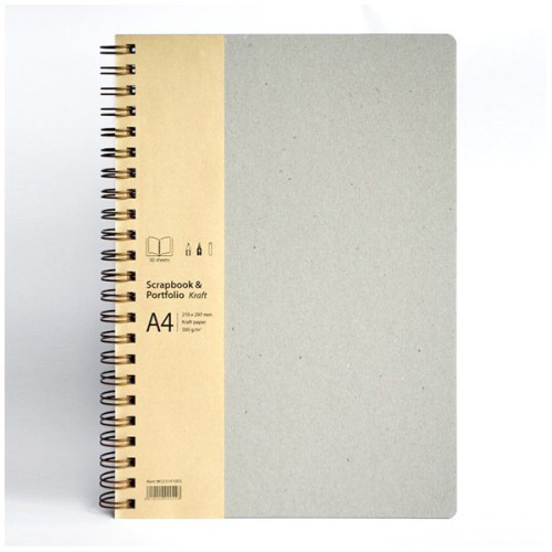 DRASCA KRAFT SPIRAL ALBUM 300G, 30 SHEETS, A4 PORTRAIT