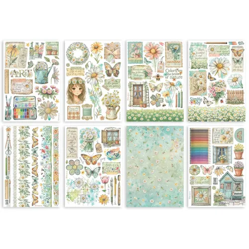 STAMPERIA DAISY ART WASHI PAD 8 SHEETS A5 - SBW30