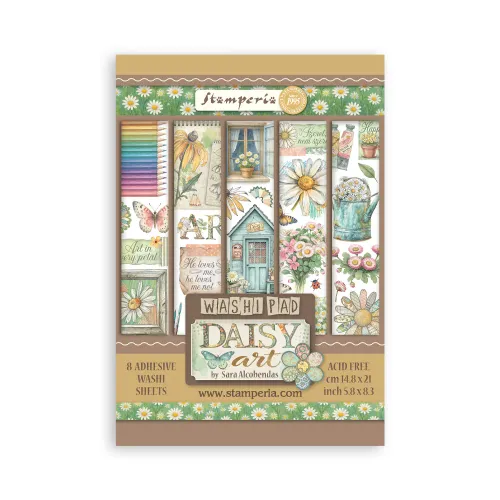 STAMPERIA DAISY ART WASHI PAD 8 SHEETS A5 - SBW30