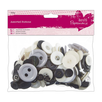 DOCRAFTS ASSORTED MONOCHROME BUTTONS 250G - PMA 354321
