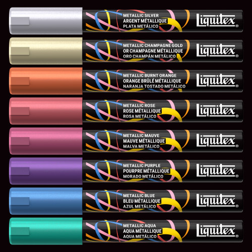 LIQUITEX АКРИЛНИ МАРКЕРИ КОМПЛЕКТ 8X2MM - METALLIC