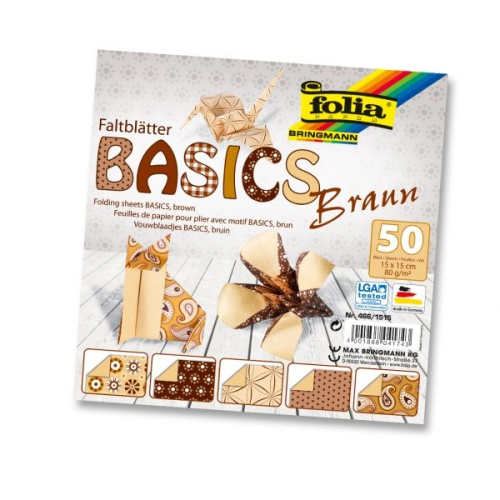 FOLIA ORIGAMI PAPER BROWN 15/15 CM 80 G 50 SHEETS