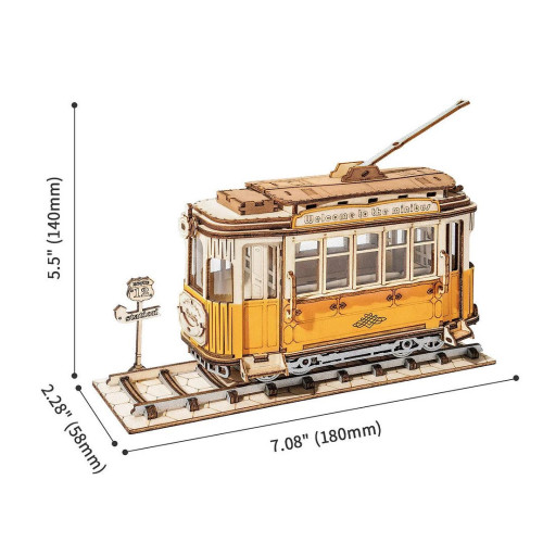 ROBOTIME 3D ДЪРВЕН ПЪЗЕЛ TRAMCAR 145 ЧАСТИ TG505