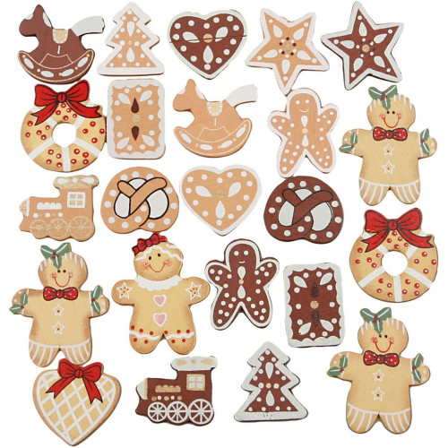 CREATIV WOODEN CHRISTMAS STICKERS 20 - 30 MM