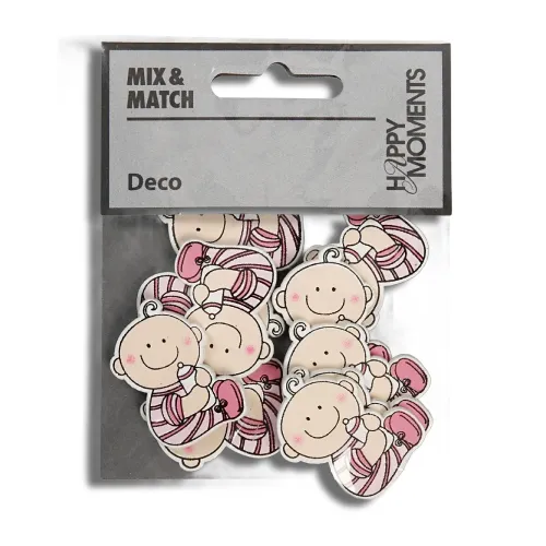 CREATIV WOODEN STICKERS 24-35 MM., 10 PCS. - BABY GIRL