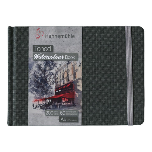 HAHNEMUHLE TONED WATERCOLOUR BOOK GRAY 200G, A6, 60 PAGES.
