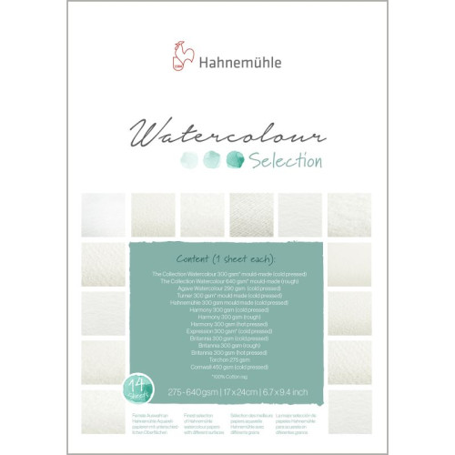 HAHNEMUHLE WATERCOLOUR SELECTION 275-640ГР, 17/24СМ, 14Л.