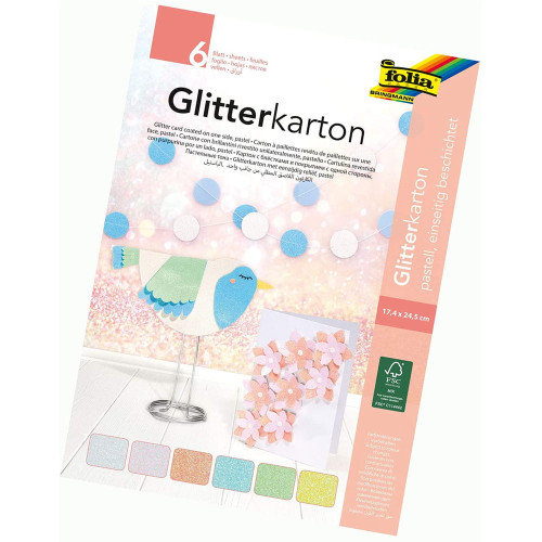 FOLIA БЛОКЧЕ GLITTER - PASTEL 17,4/24,5СМ, 6Л.
