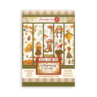 STAMPERIA WHISPERING WOODS WASHI PAD 8 SHEETS A5 - SBW24