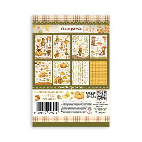 STAMPERIA WHISPERING WOODS WASHI PAD 8 SHEETS A5 - SBW24