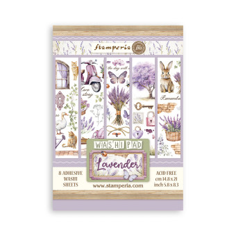 STAMPERIA LAVENDER WASHI PAD 8 SHEETS A5 -SBW07