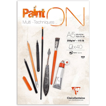 CLAIREFONTAINE СКИЦНИК PAINT ON MIX MEDIA A5 250 ГР 40 Л