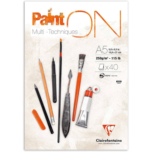CLAIREFONTAINE СКИЦНИК PAINT ON MIX MEDIA A5 250 ГР 40 Л
