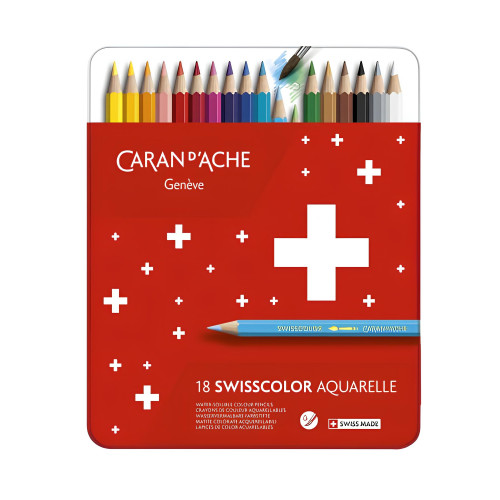 CARAN D'ACHE АКВАРЕЛНИ МОЛИВИ SWISSCOLOR КОМПЛЕКТ 18 ЦВ